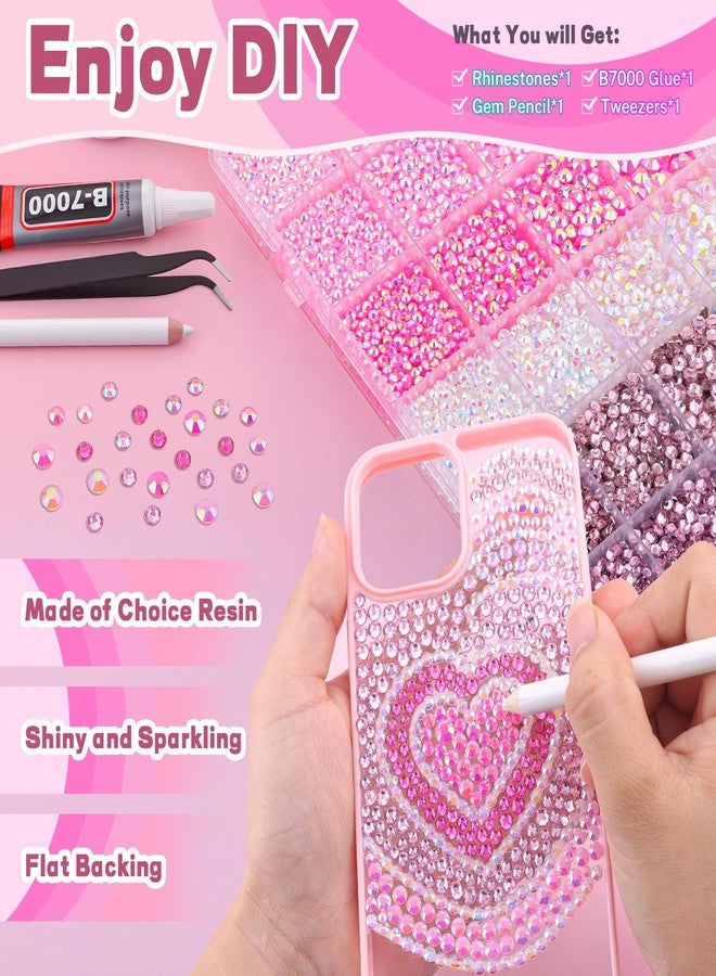 TINKRSTUFF 20000Pcs Pink Rhinestones for Bedazzling with B7000 Jewelry Glue, Resin Rhinestones for Crafting Crafts DIY, Bedazzler Kit Gems for Clothing Shoes Tumblers Fabric Nail Art Assorted Size 3/4/5/6mm - Image 3